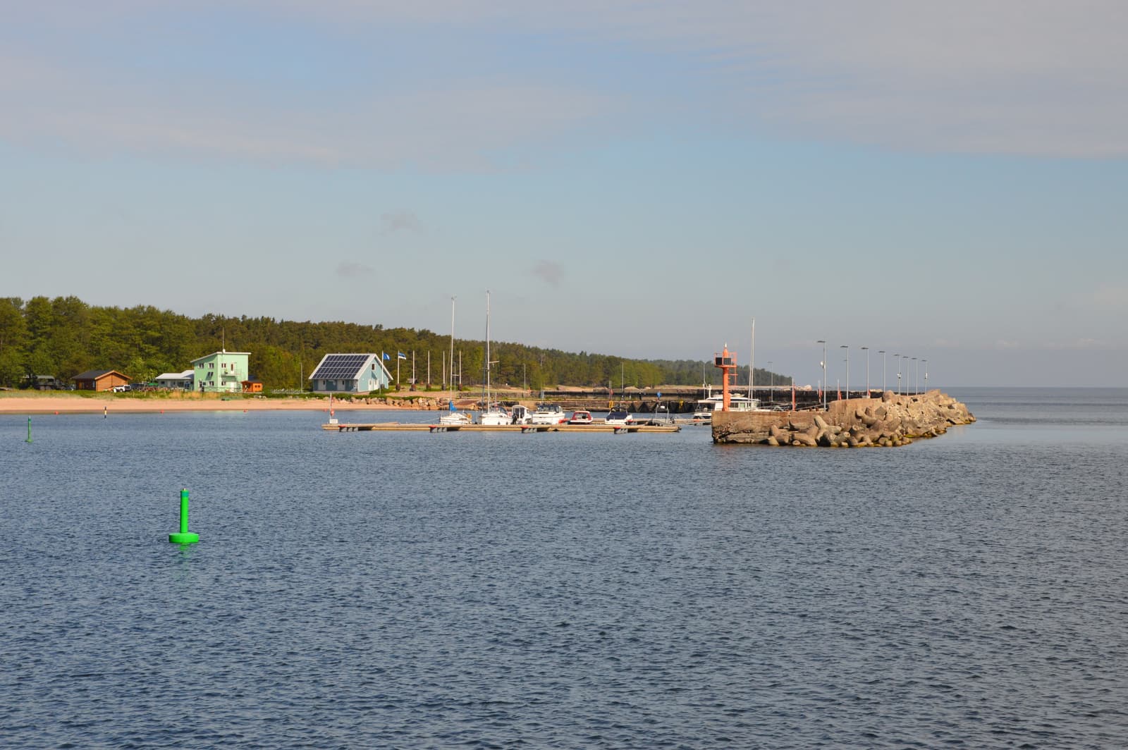 The harbour of Naissaar seen from an approaching boat